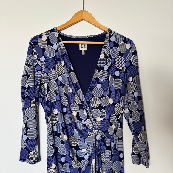 Anne Klein Dress Size L (12/14) Classic V-Neck Faux Wrap Work or Cocktail Party - Picture 2 of 16